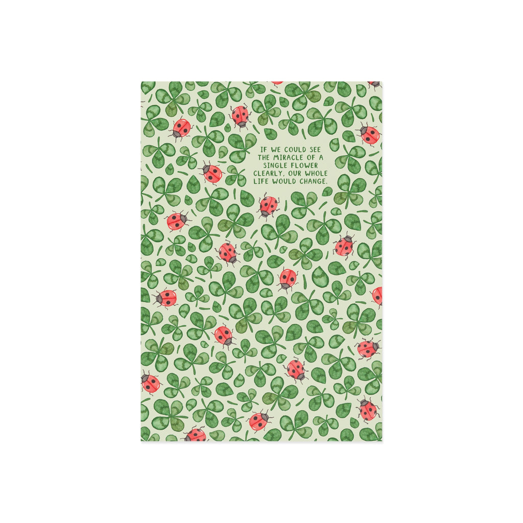 Ladybug & Clover Fine Art Postcard — Inspirational Quote Greeting Card