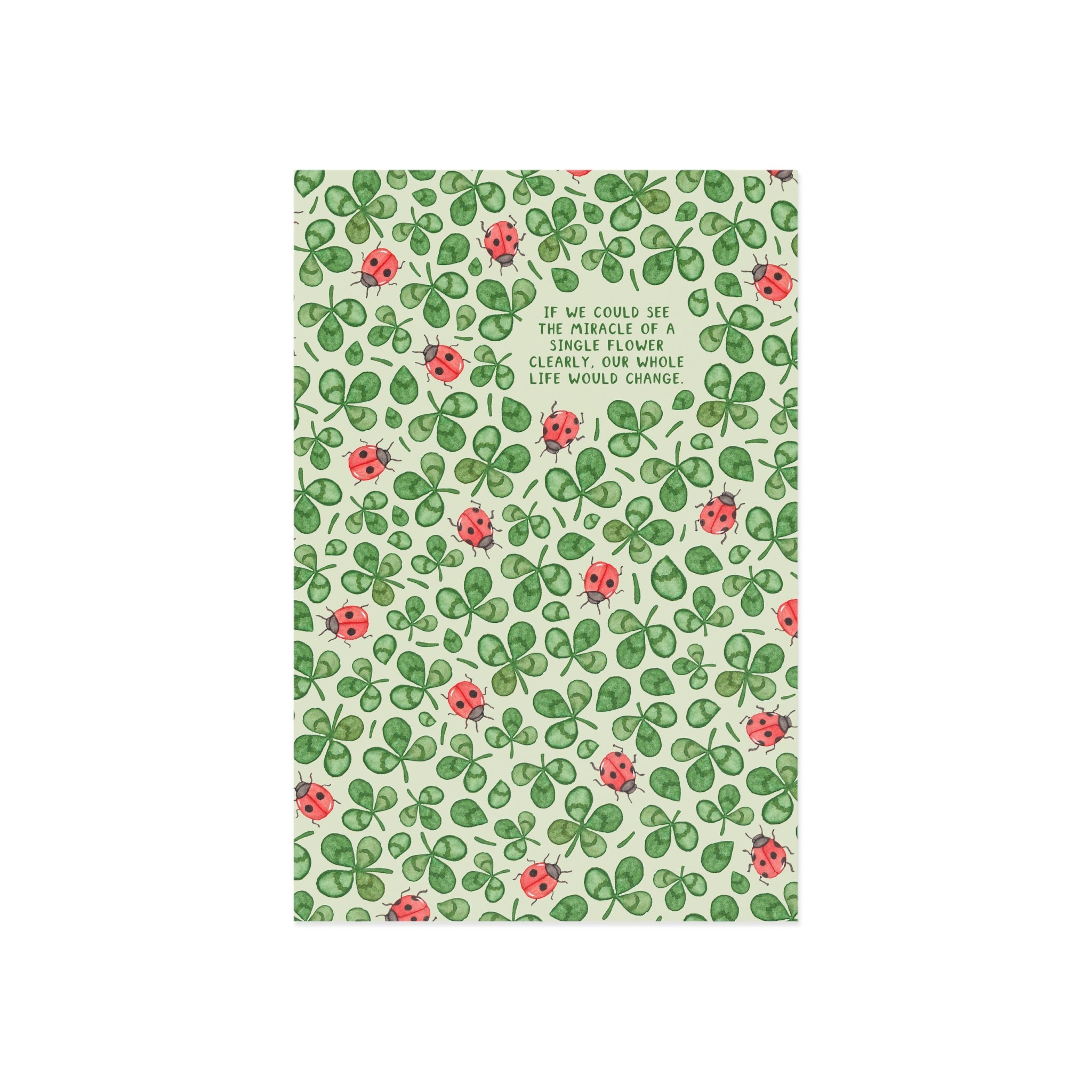 Ladybug & Clover Fine Art Postcard — Inspirational Quote Greeting Card