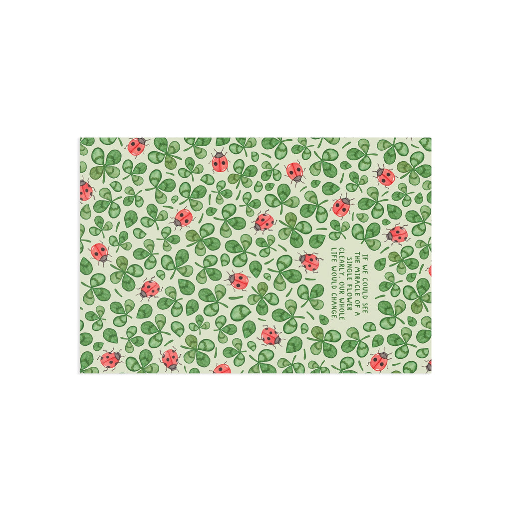 Ladybug & Clover Fine Art Postcard — Inspirational Quote Greeting Card