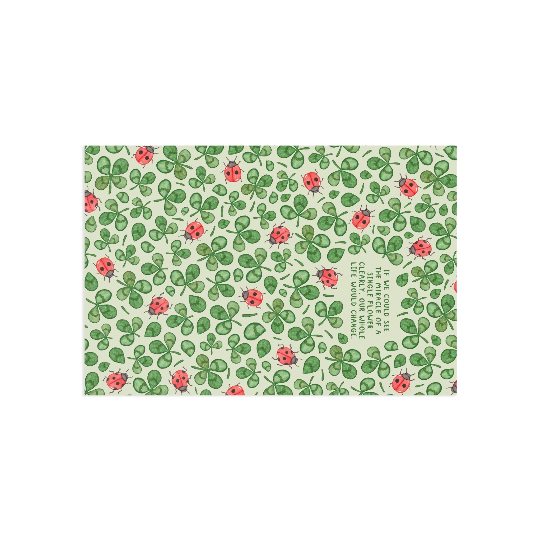Ladybug & Clover Fine Art Postcard — Inspirational Quote Greeting Card