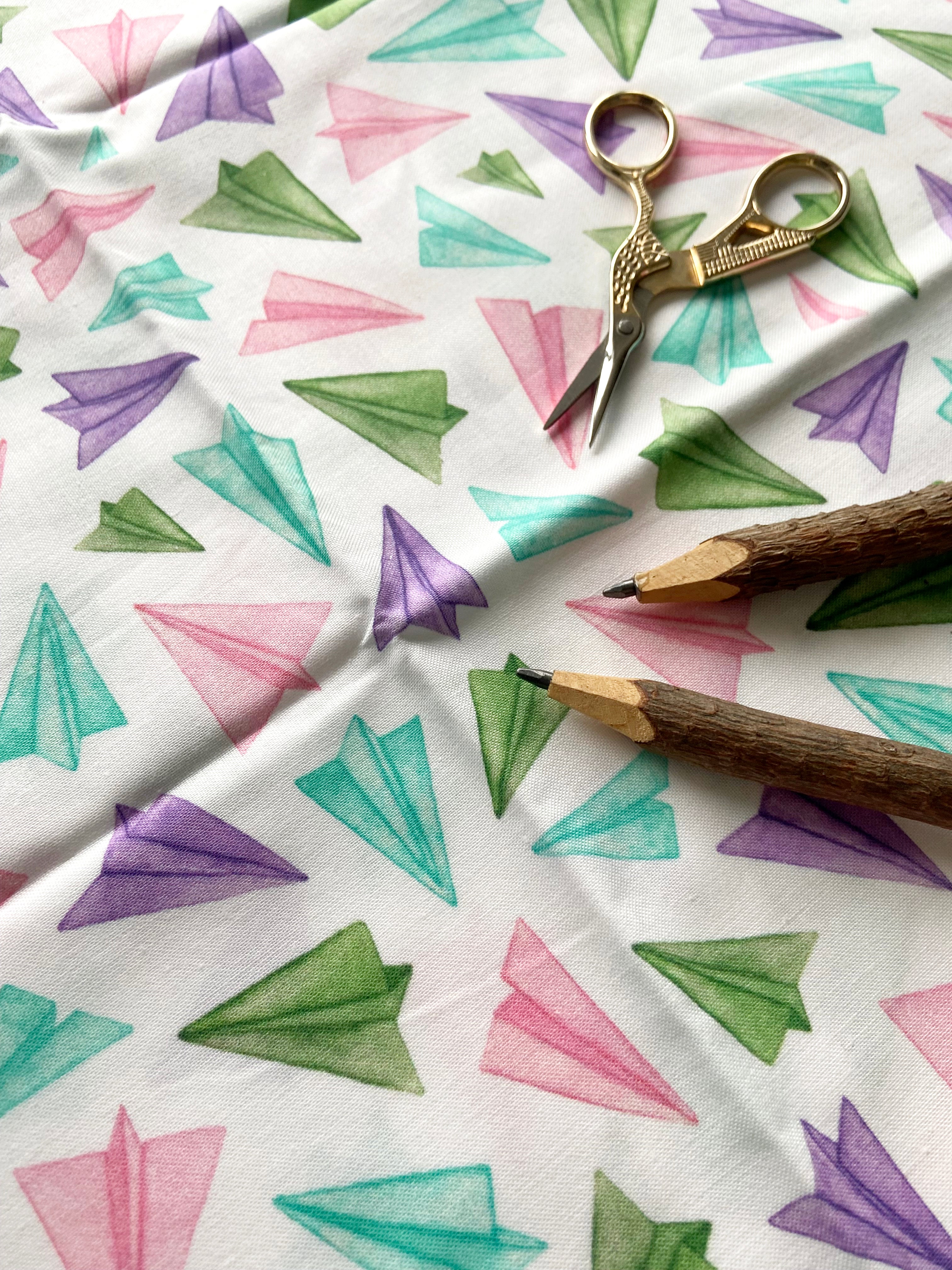 1m + paper airplane cotton fabric
