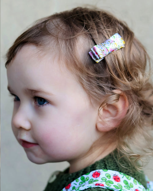 Blue tit - Ribbon Lined Hair Bow - pack of two