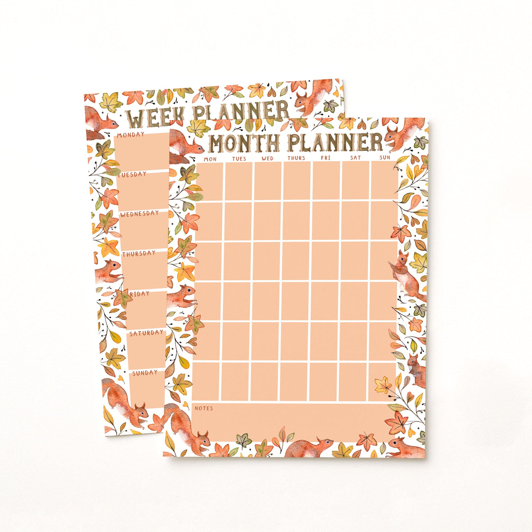 Autumn planner printable - week planner and month planner 2 in 1