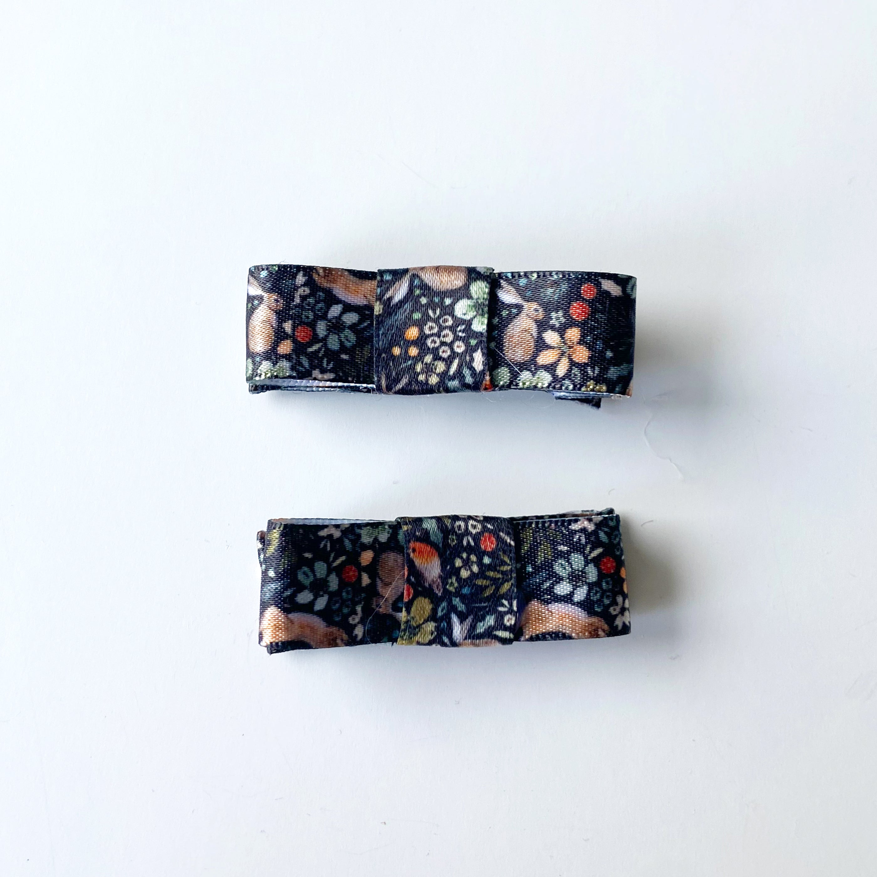 Blue tit - Ribbon Lined Hair Bow - pack of two
