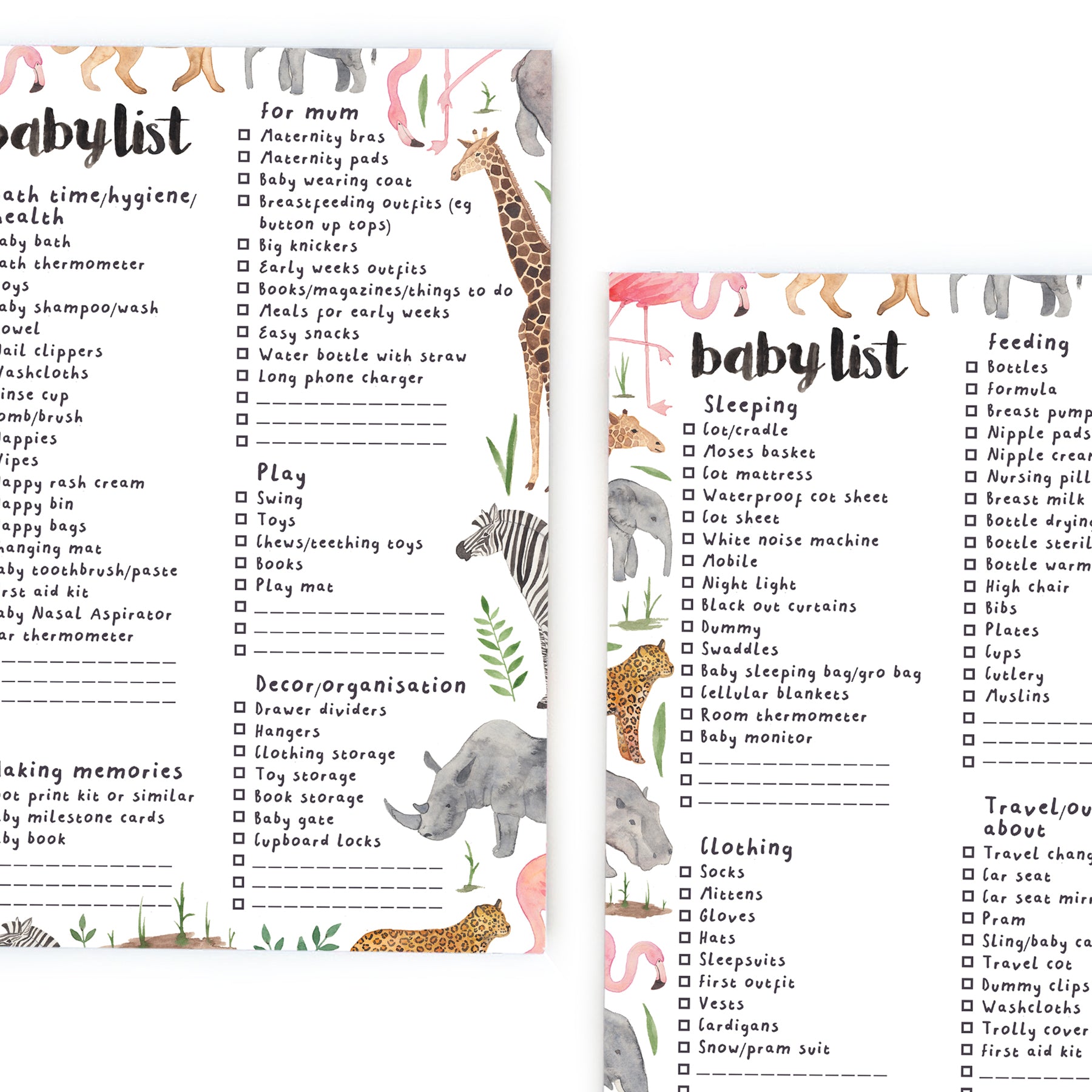 New baby Printable checklist