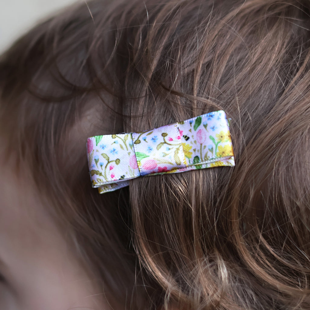Blue tit - Ribbon Lined Hair Bow - pack of two