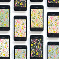 Blue tit floral phone wallpaper bundle (6 colour ways)