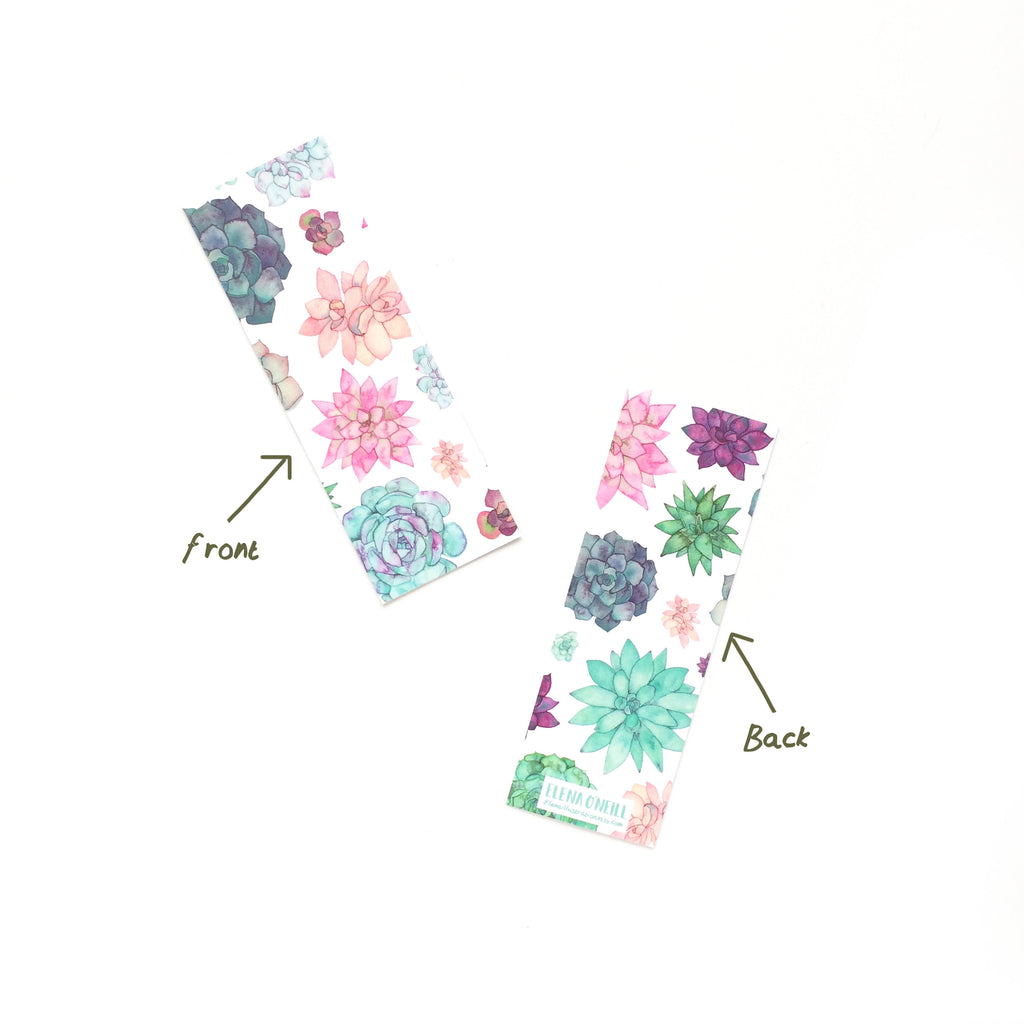 succulent double sided bookmark