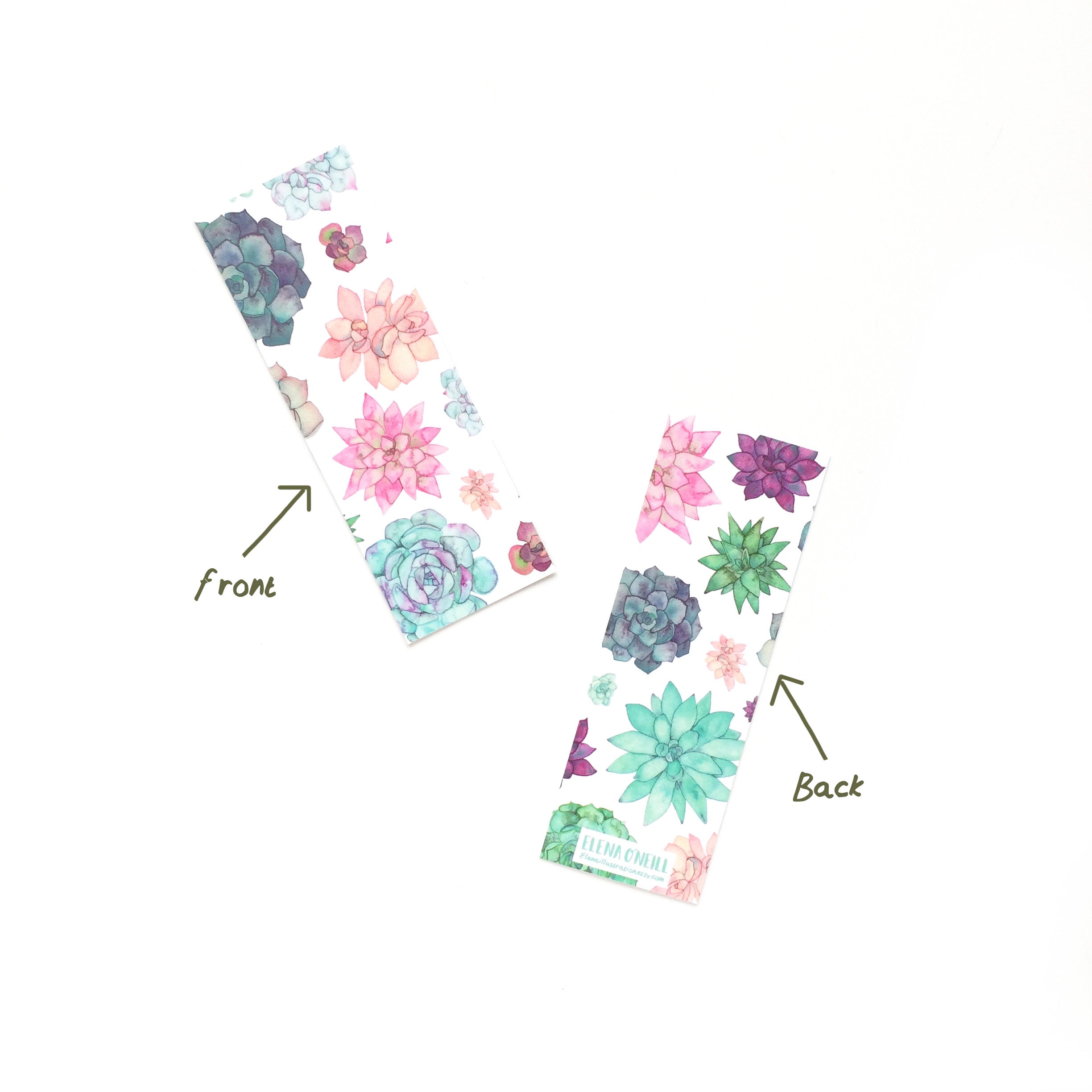 succulent double sided bookmark