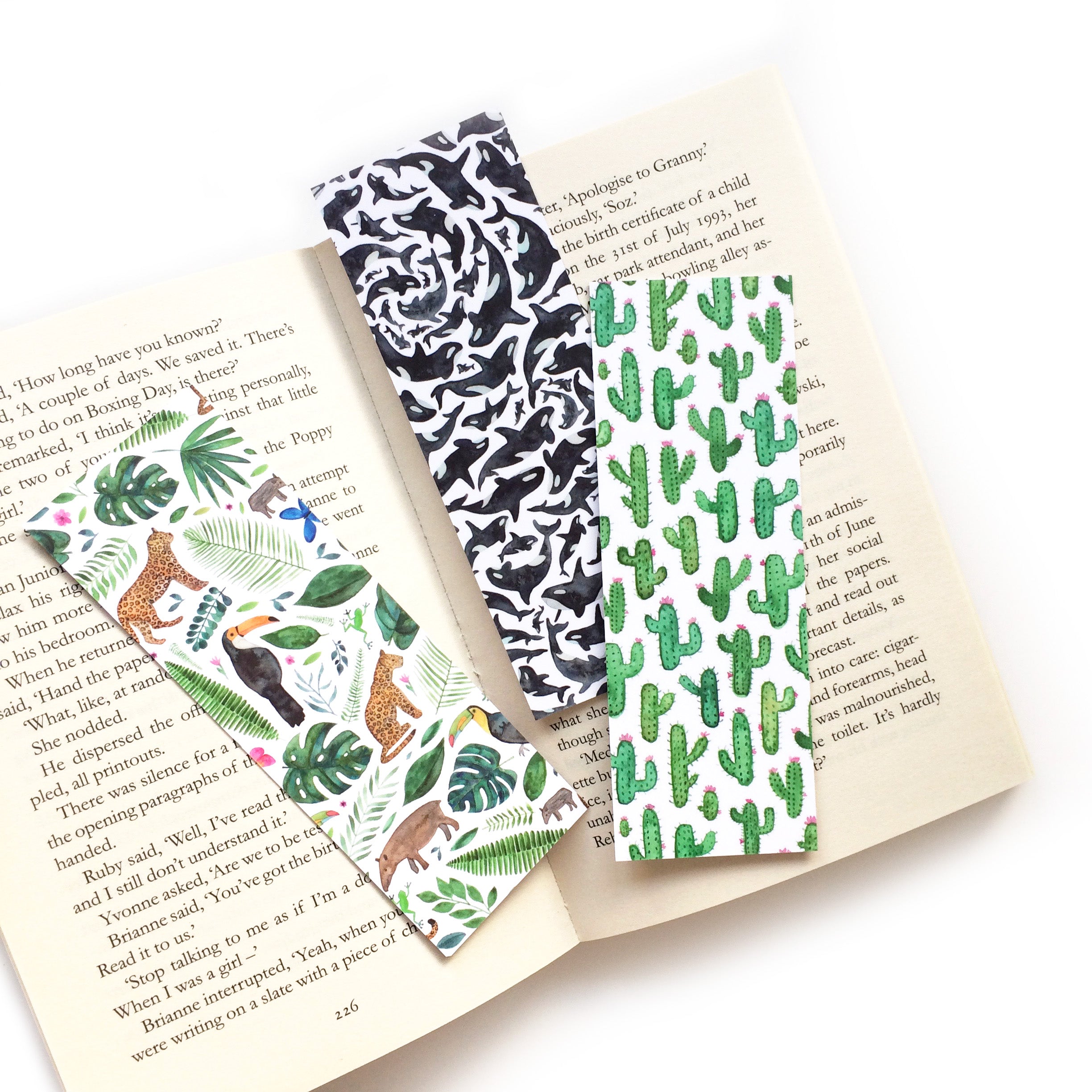 Pack of three - double sided bookmarks