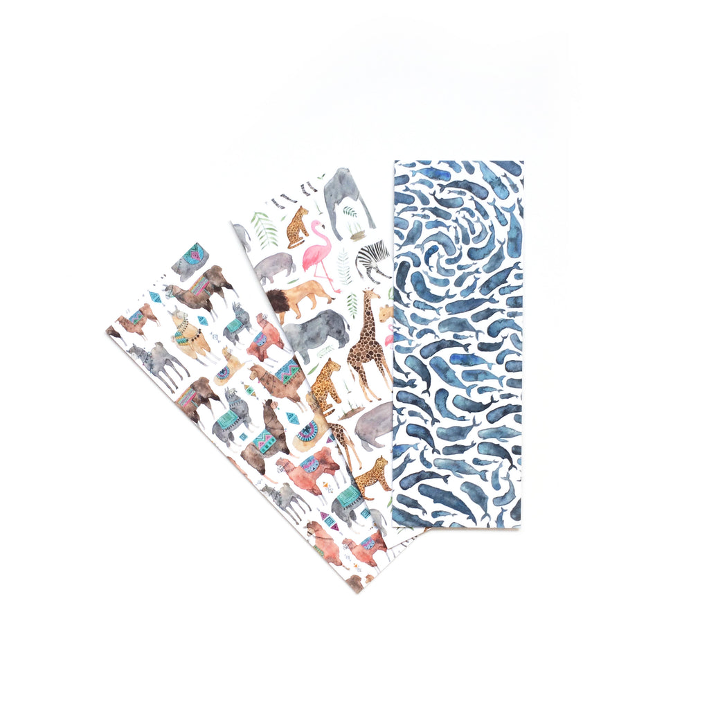 Pack of three - double sided bookmarks
