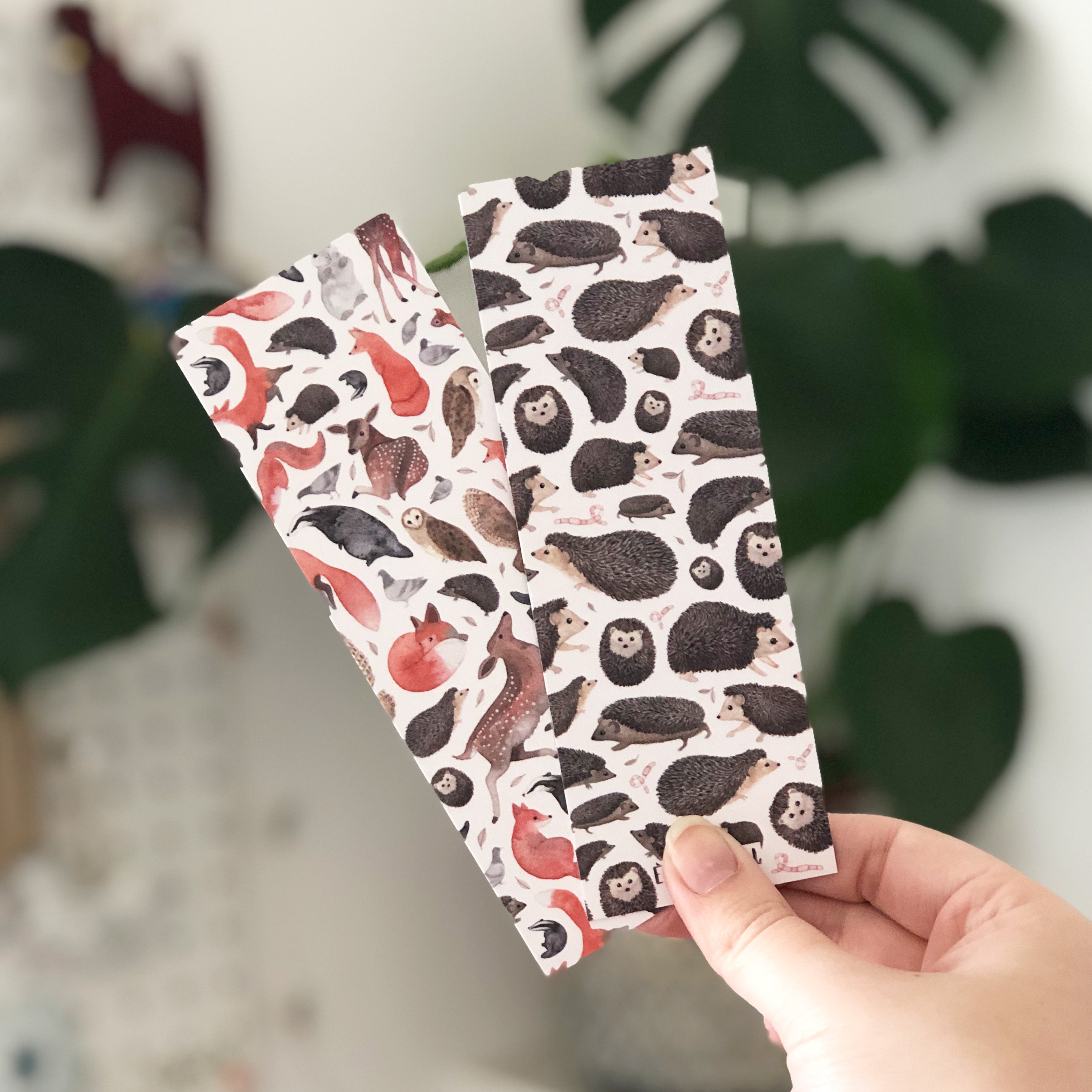 Hedgehog and wildlife double sided bookmark