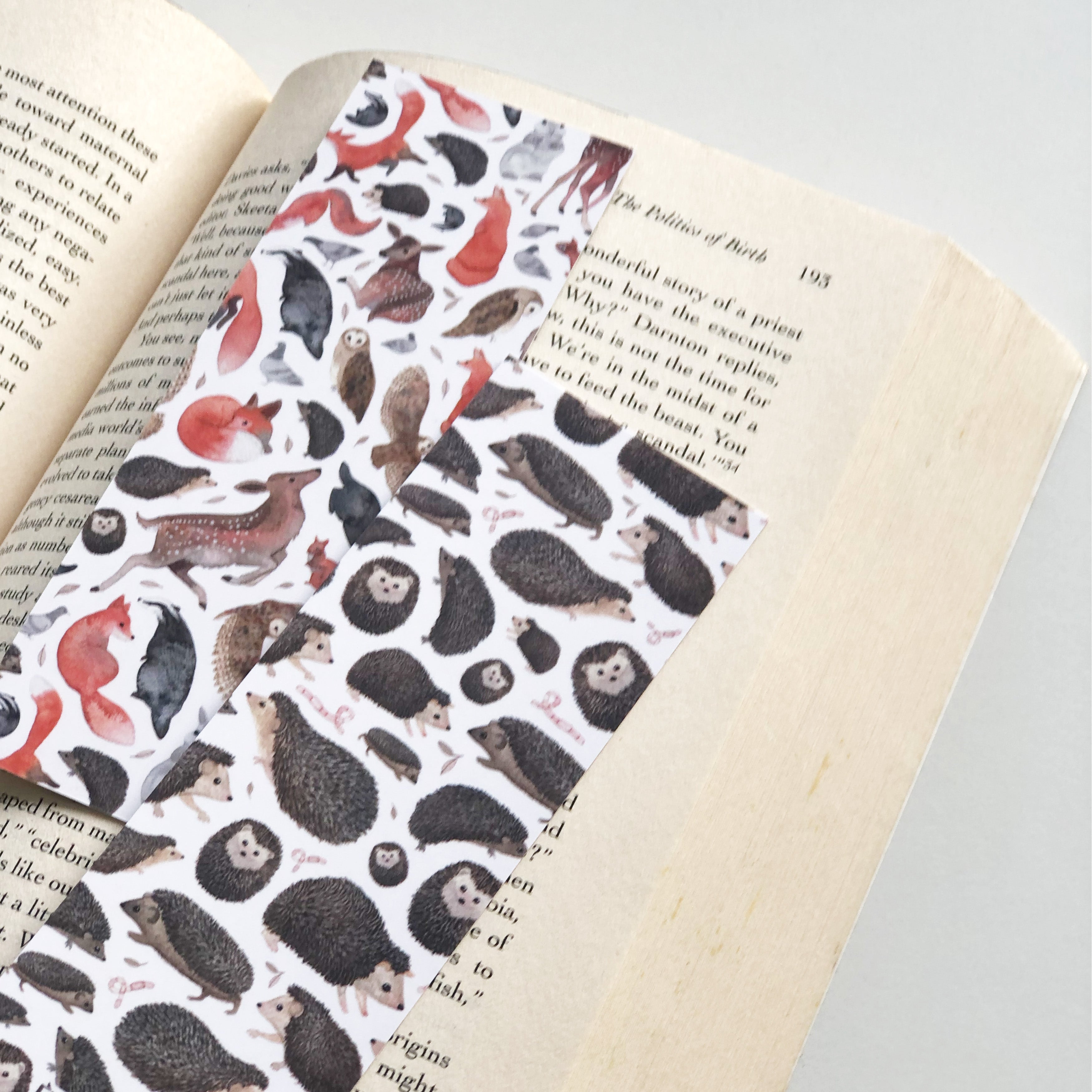 Hedgehog and wildlife double sided bookmark