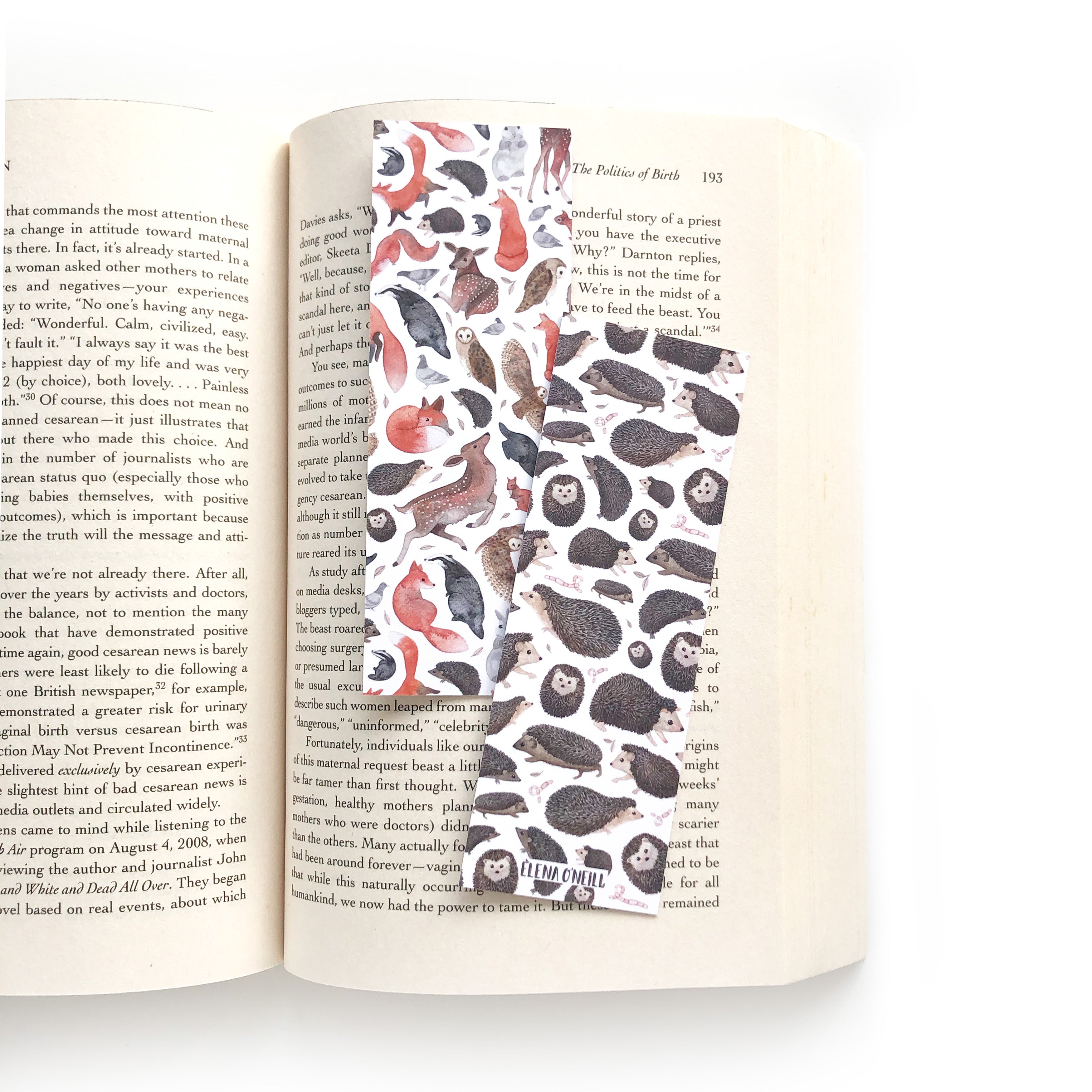 Hedgehog and wildlife double sided bookmark