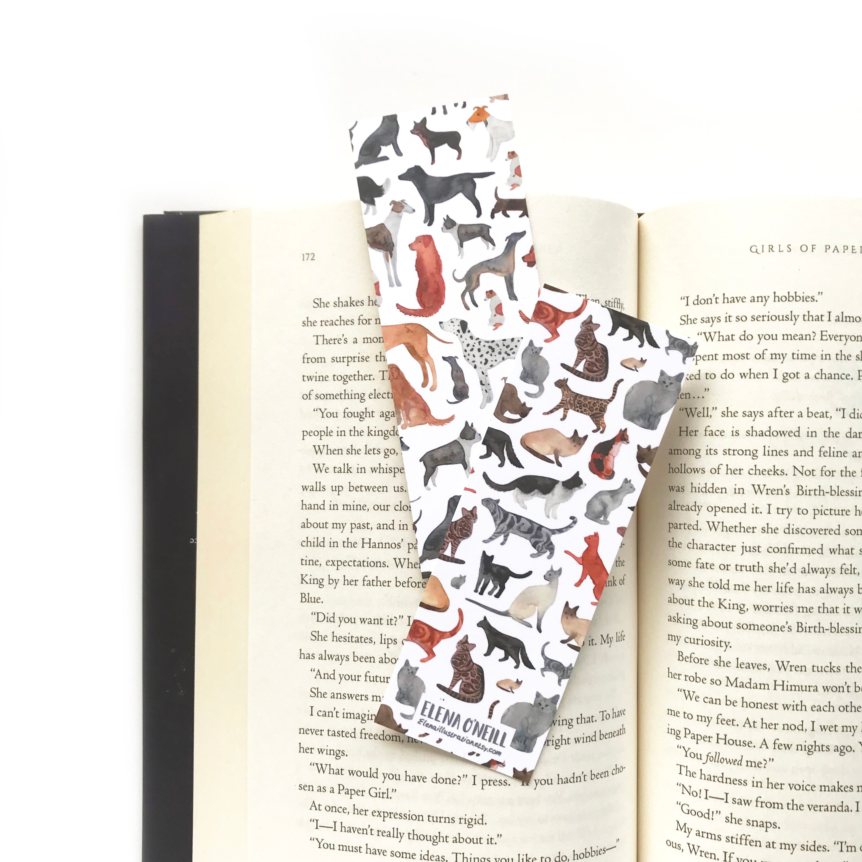 Cats and dogs double sided bookmark