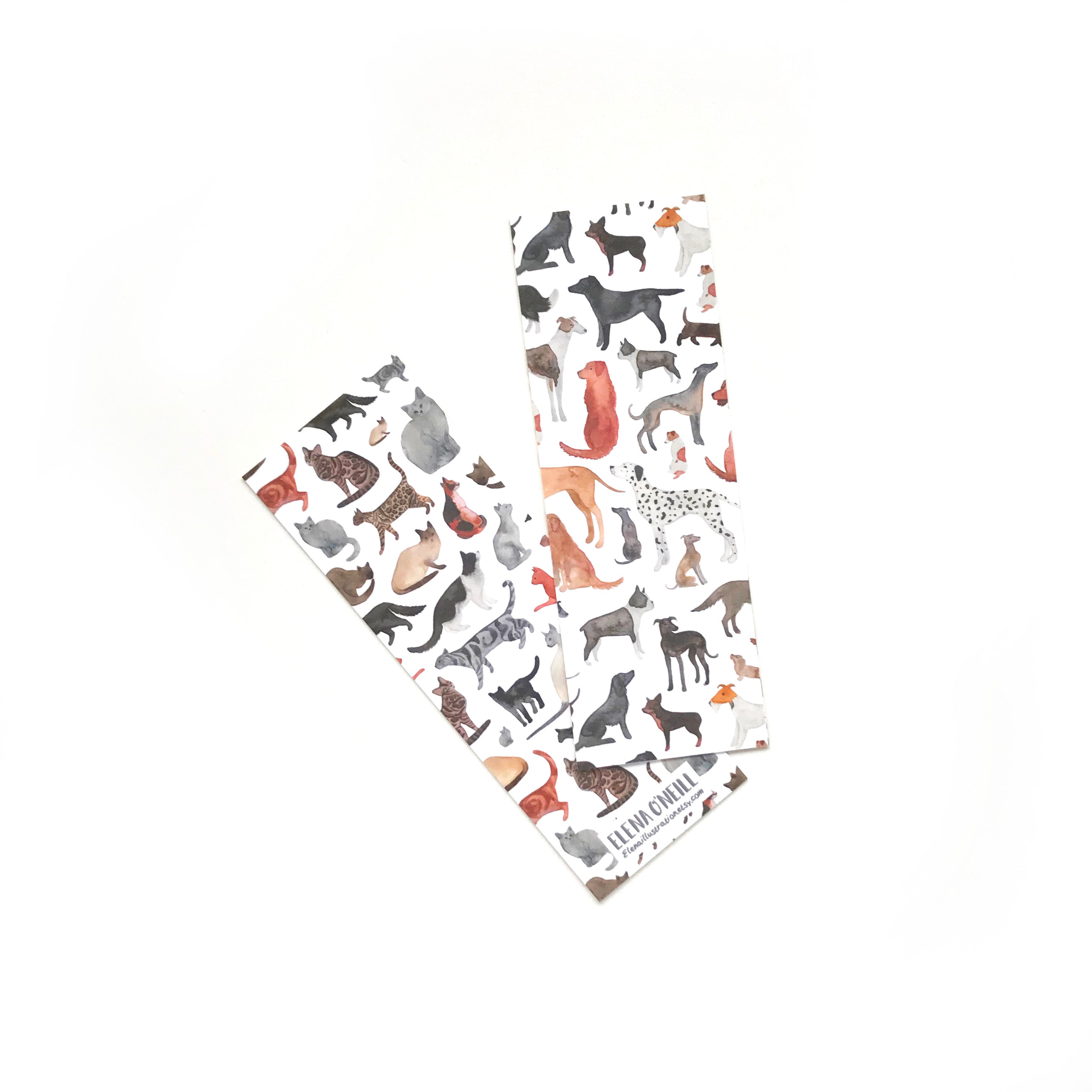 Cats and dogs double sided bookmark