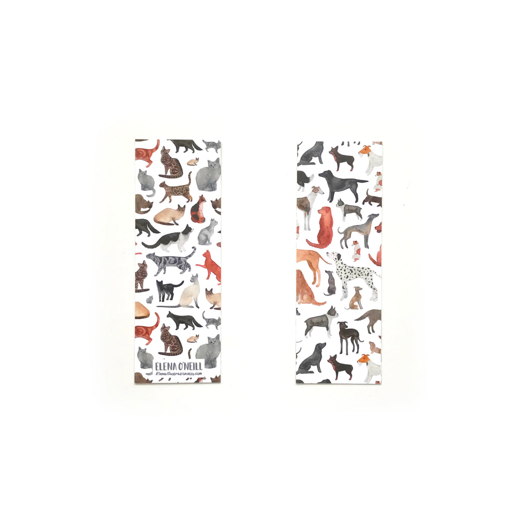 Cats and dogs double sided bookmark