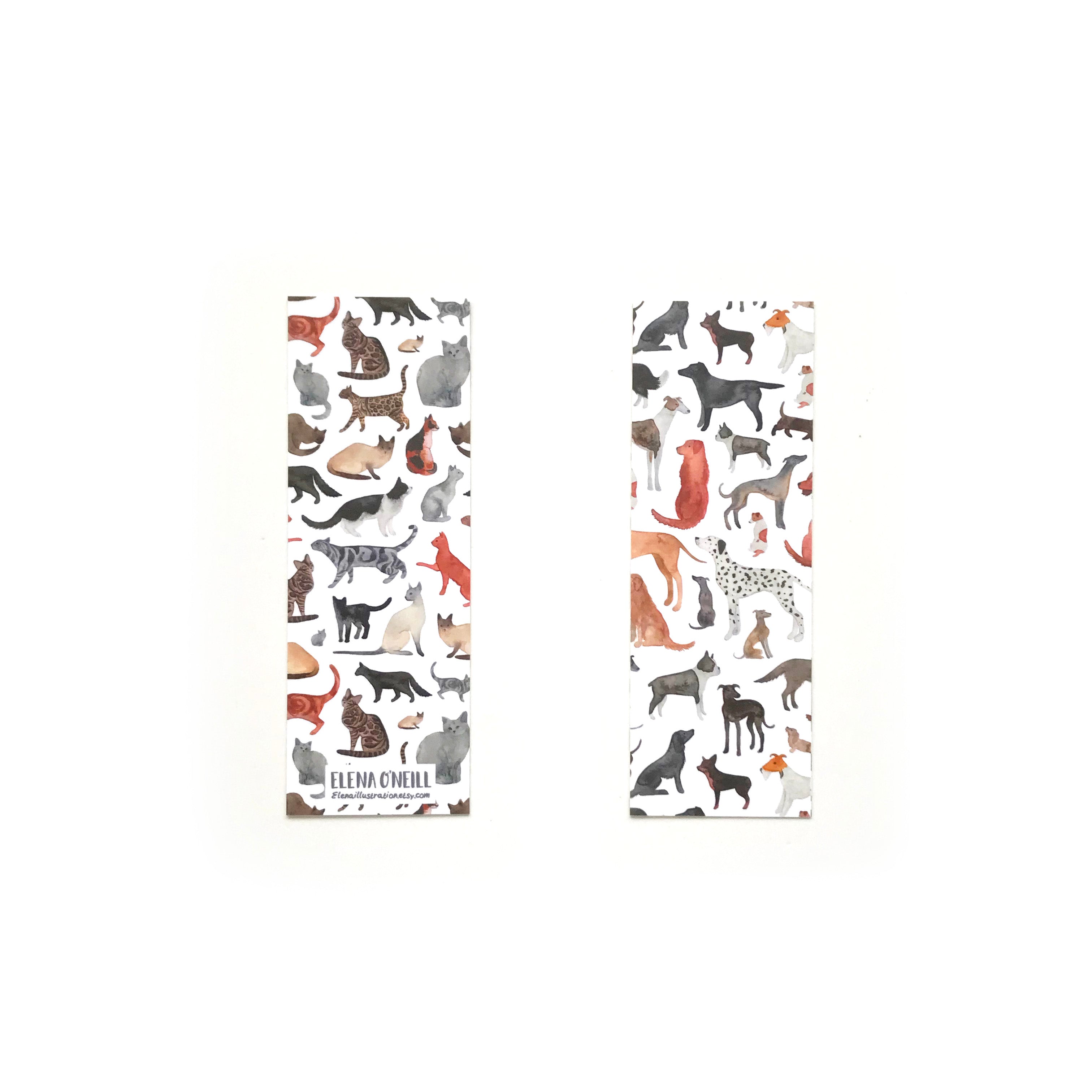 Cats and dogs double sided bookmark