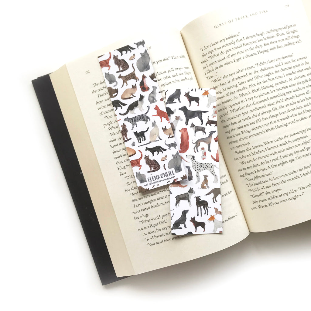 Cats and dogs double sided bookmark