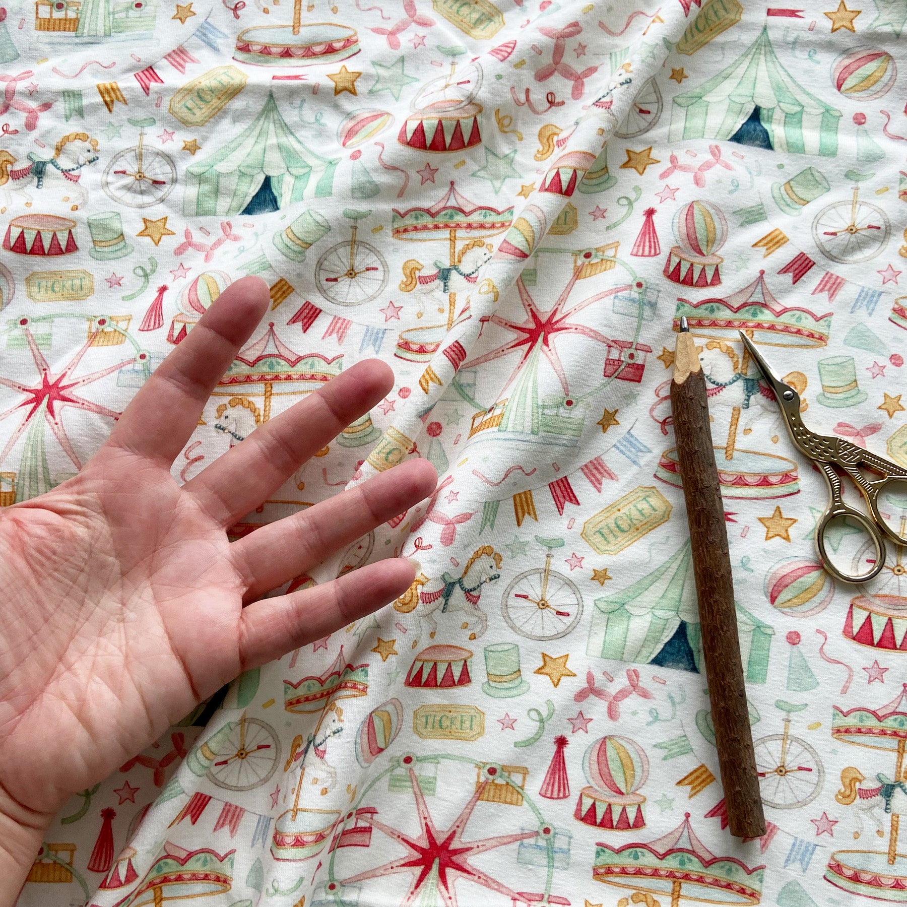 Fat Quarter Circus organic jersey fabric