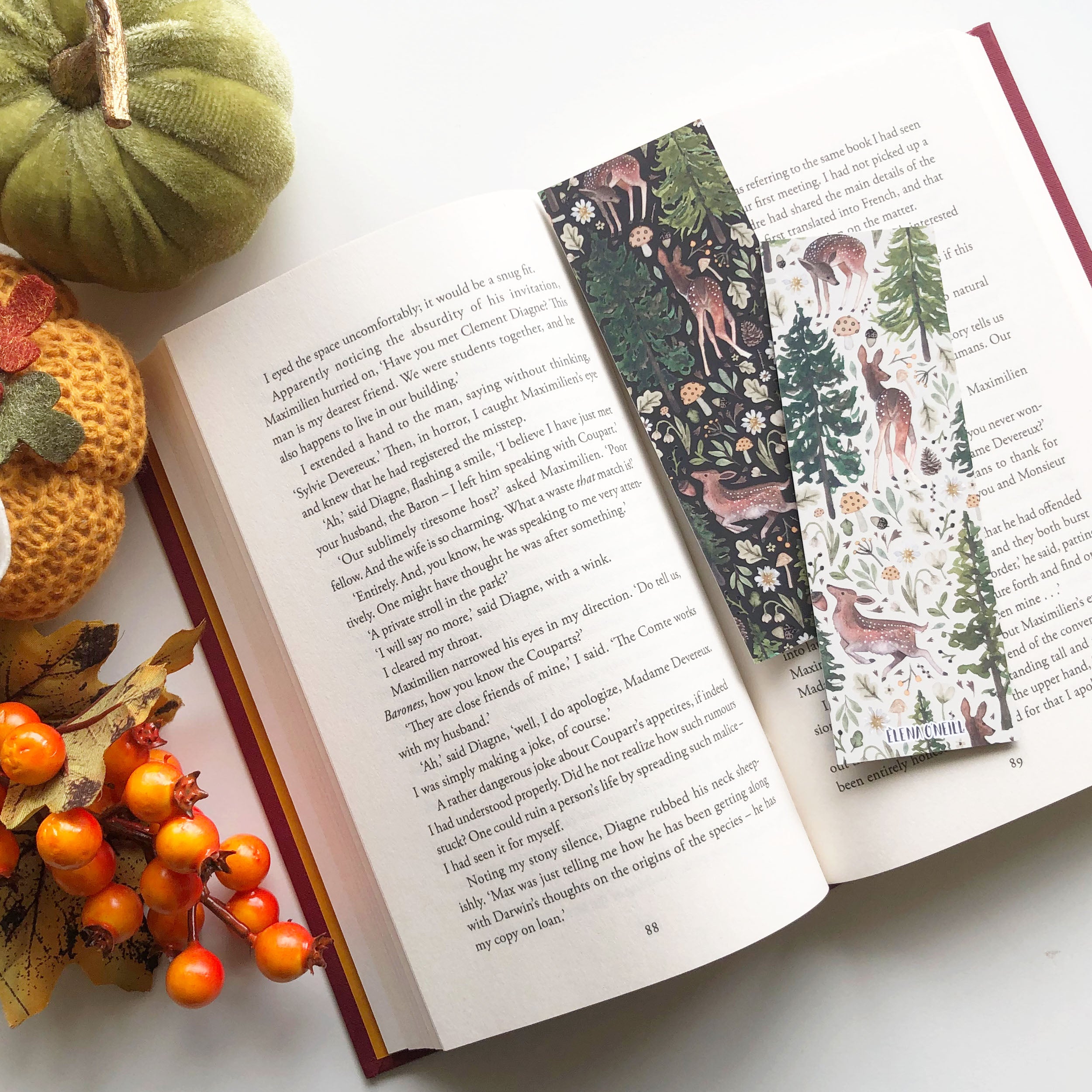 Deer woodland double sided bookmark