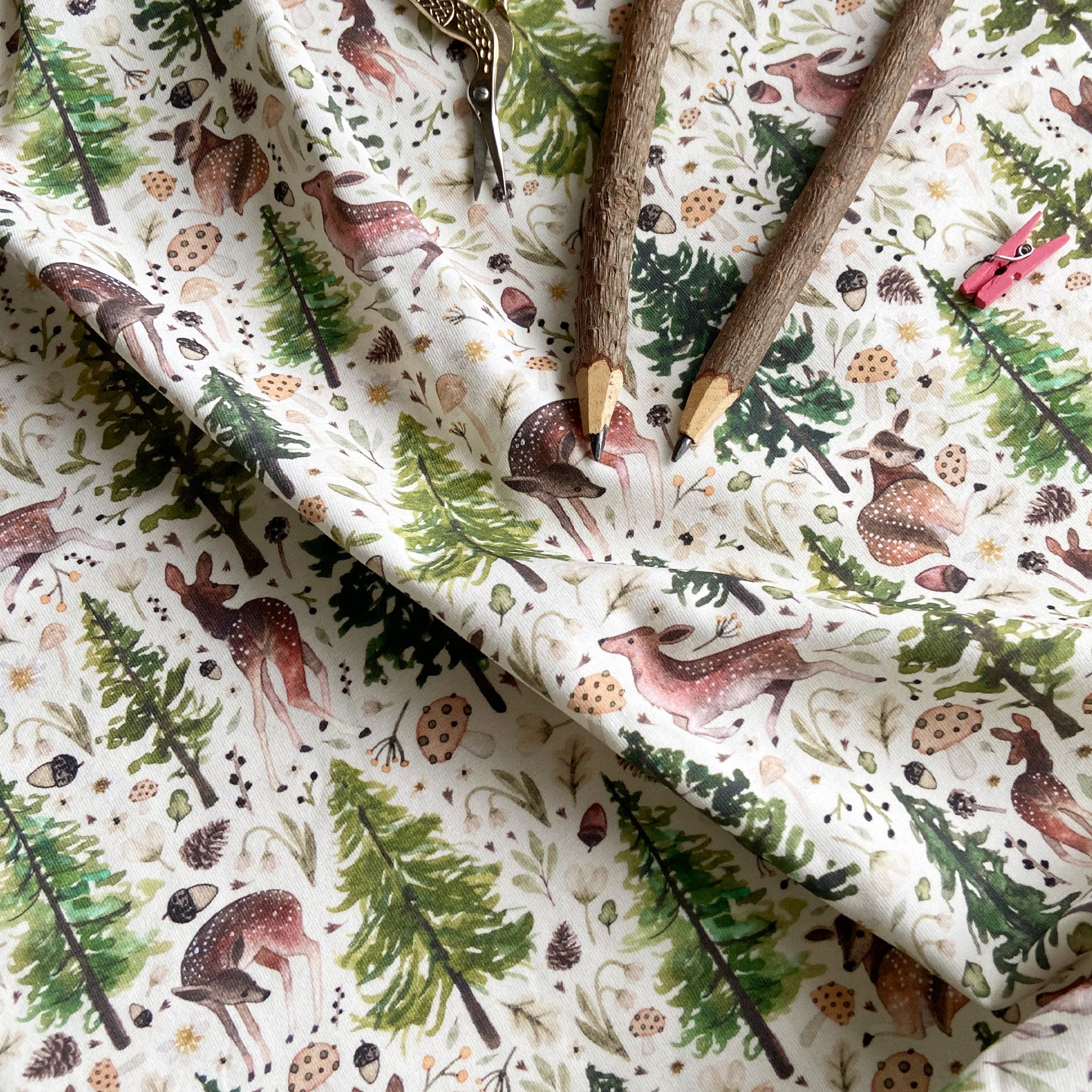 1/2m Deer Glade organic jersey fabric