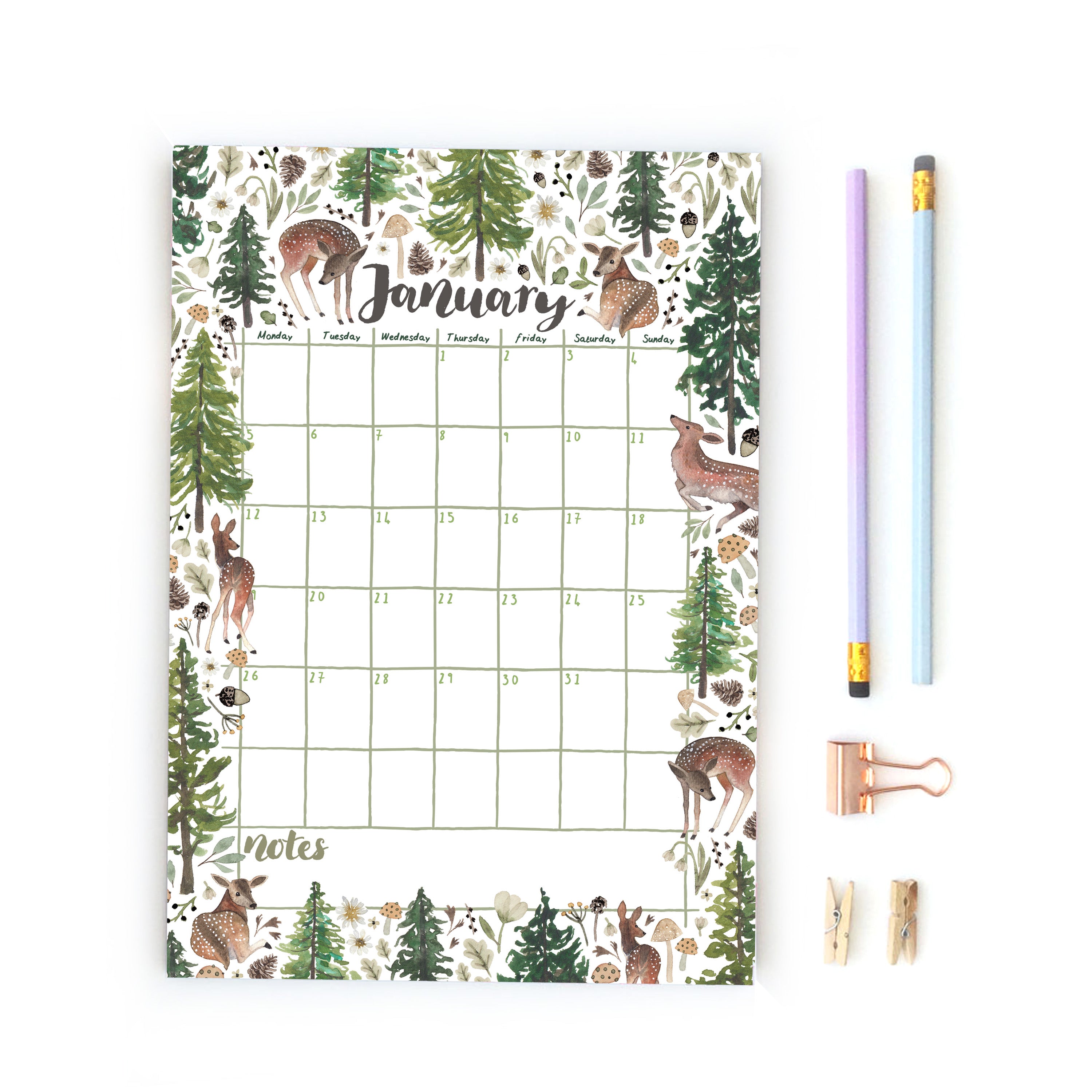 Calendar pages digital download printable