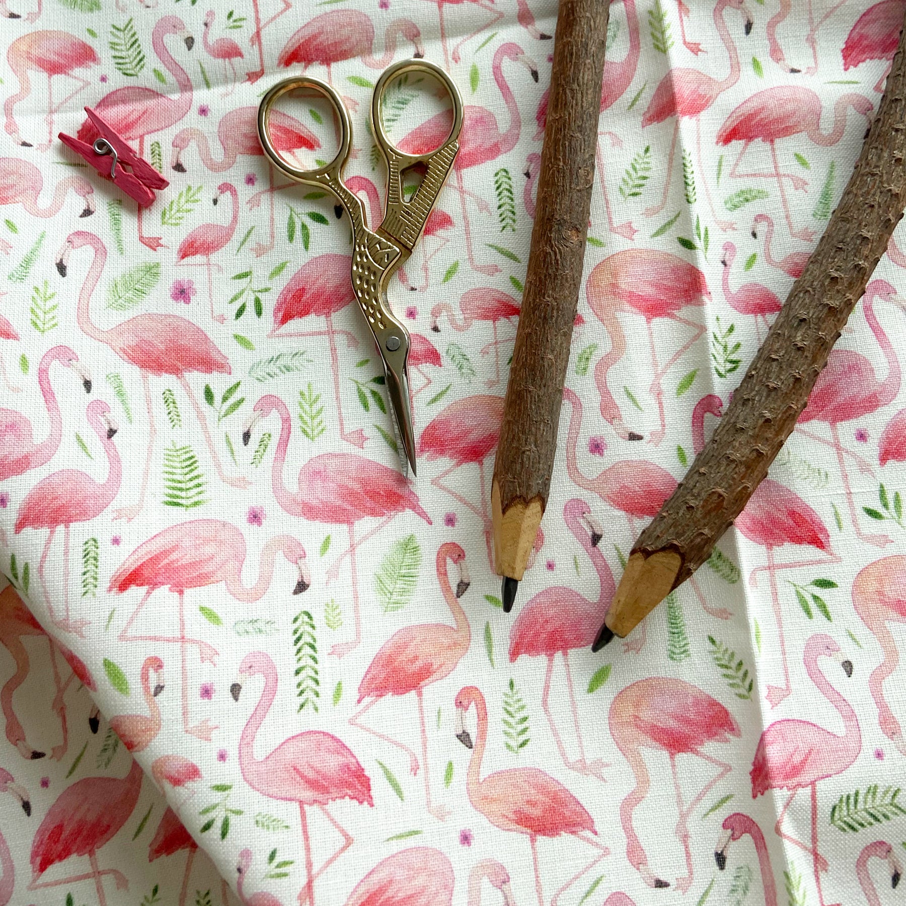 1m + flamingo cotton fabric
