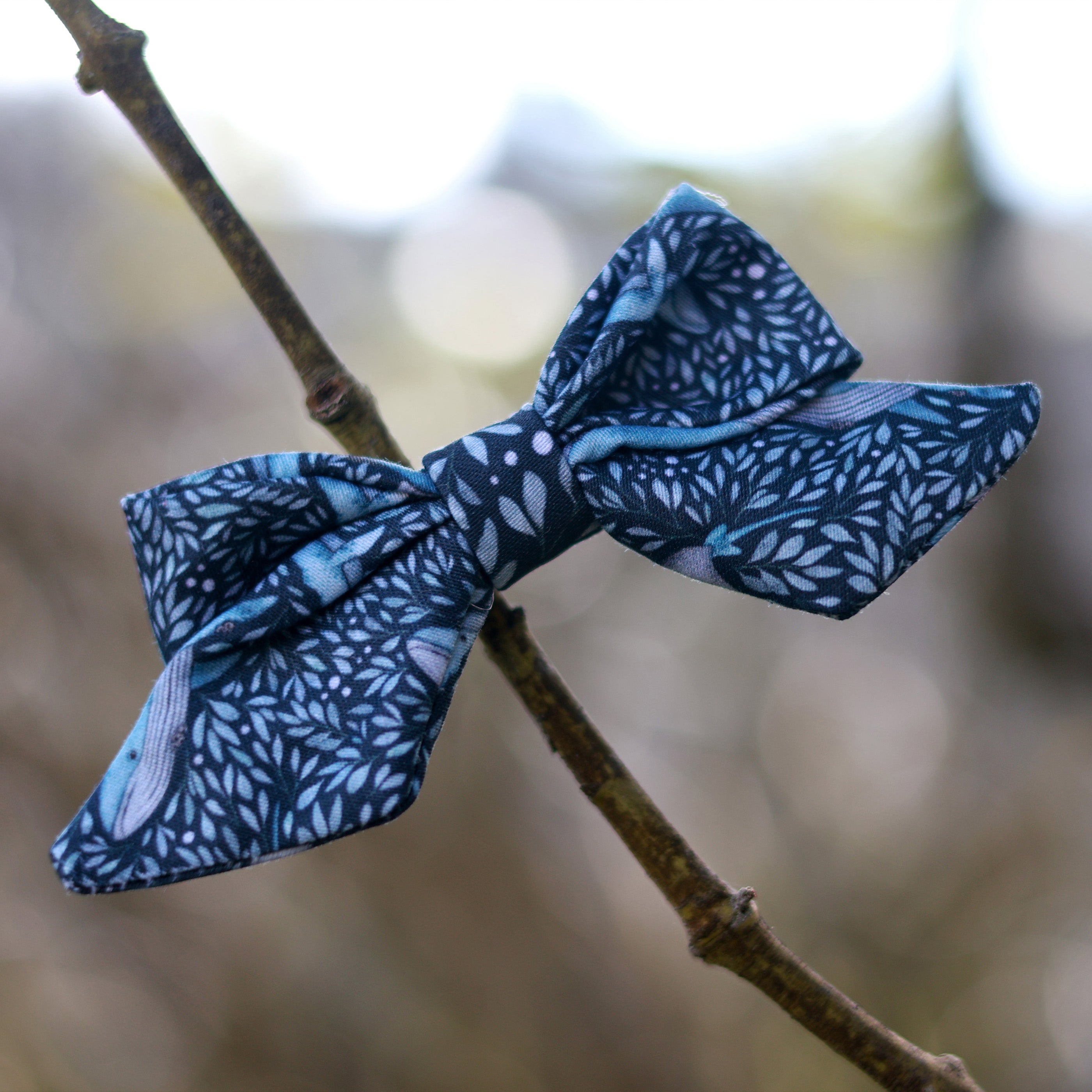 Floral Whale - Hair Bow
