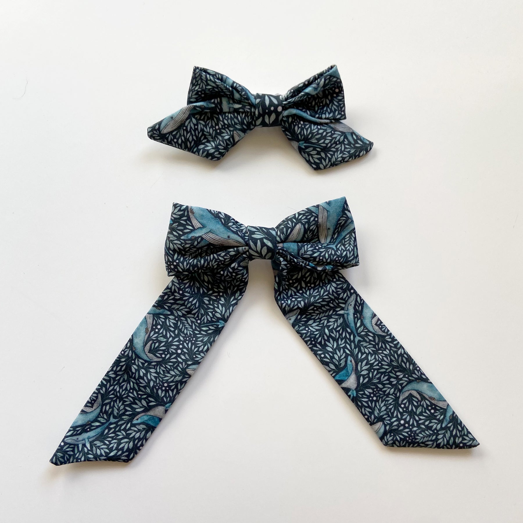 Floral Whale - Hair Bow