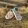 Birds - Barefoot soft sole shoes - inch blue - handmade in the UK (Copy)