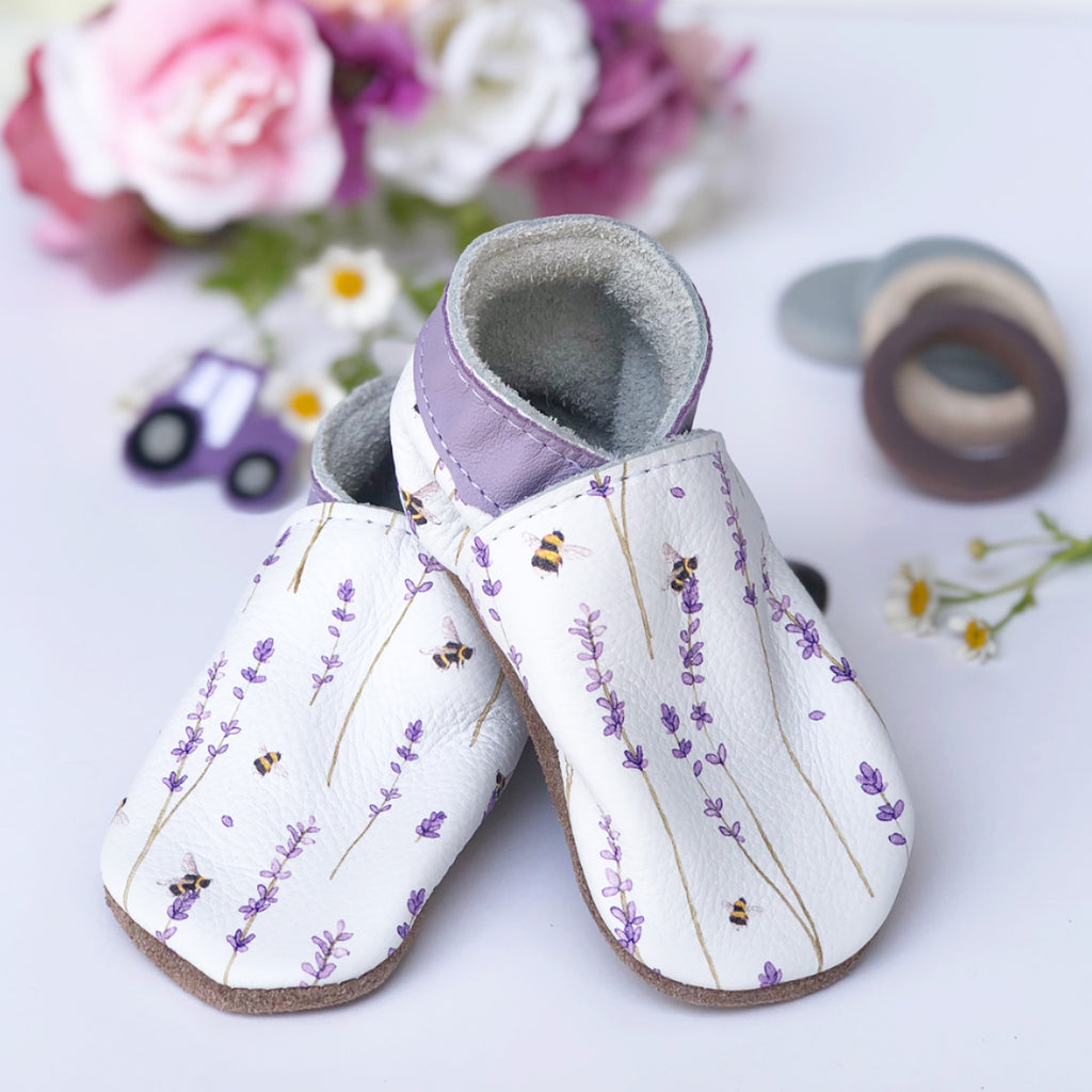 Lavender - Barefoot soft sole shoes - inch blue - handmade in the UK