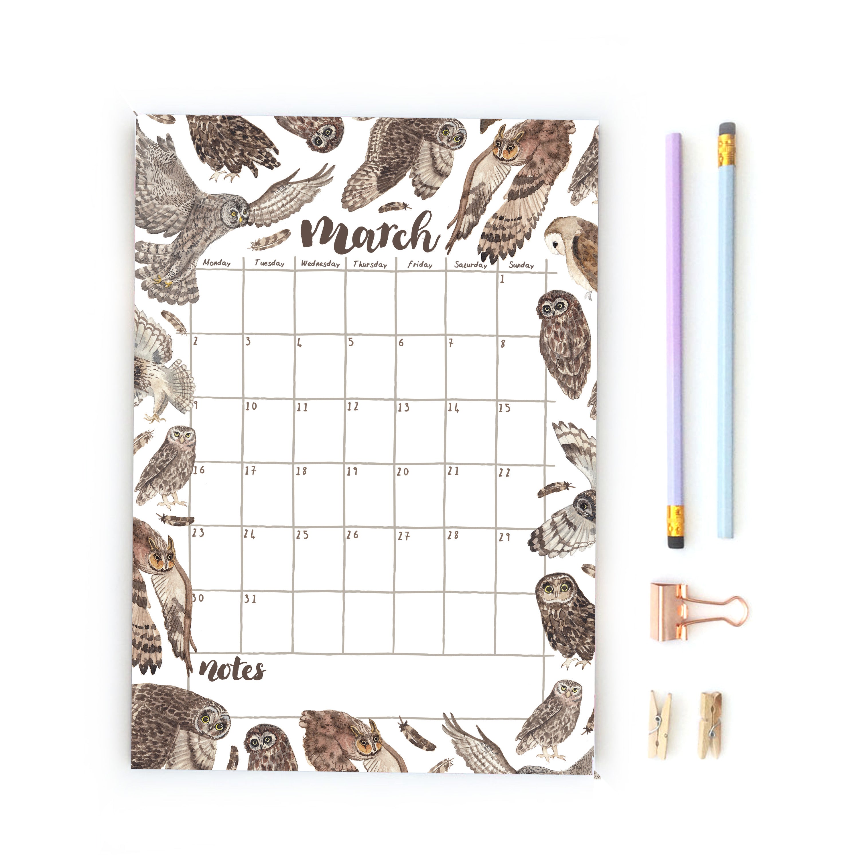 Calendar pages digital download printable