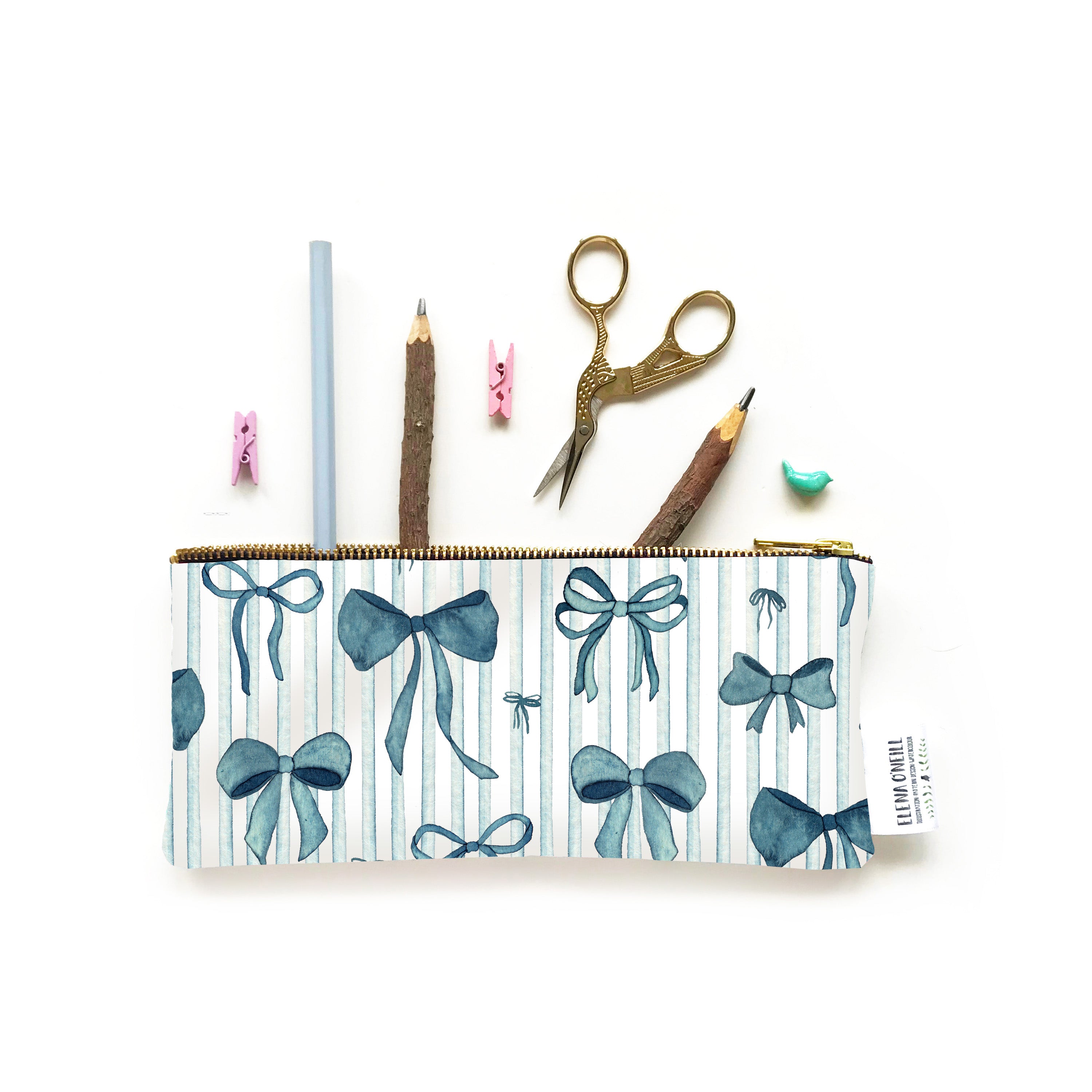 Coquette blue bows pencil case