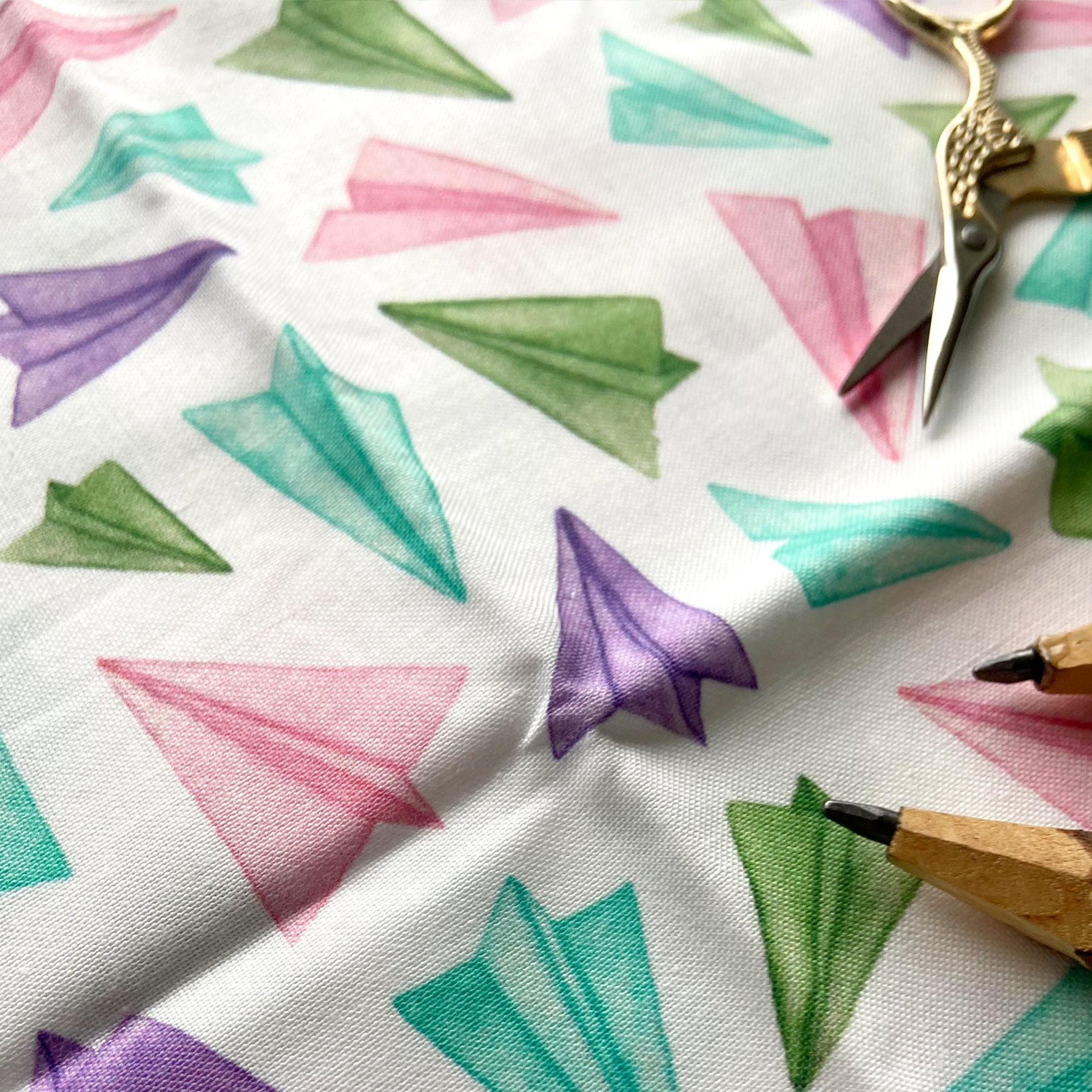1m + paper airplane cotton fabric
