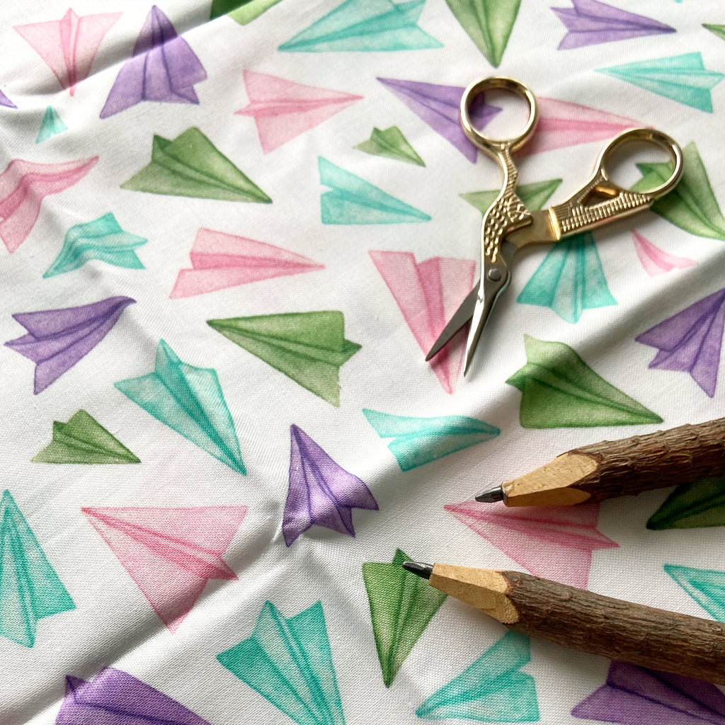 1m + paper airplane cotton fabric