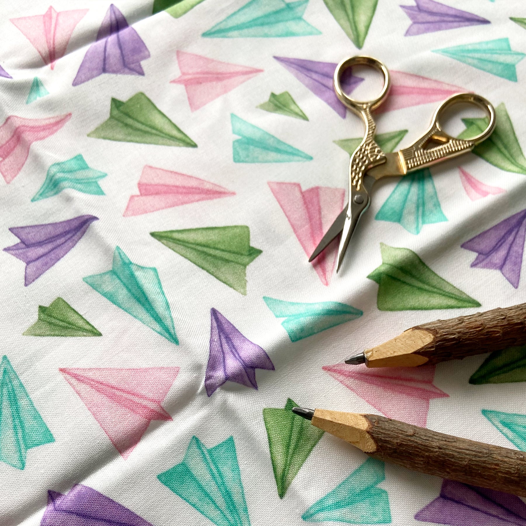 1m + paper airplane cotton fabric
