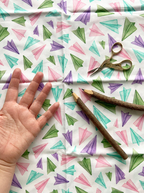 1m + paper airplane cotton fabric