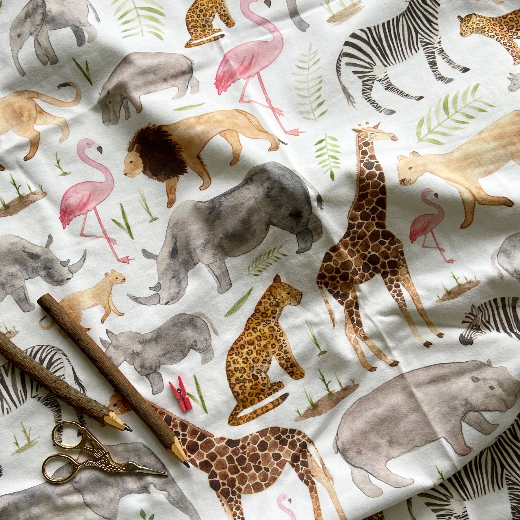 1m extra large Safari organic jersey fabric
