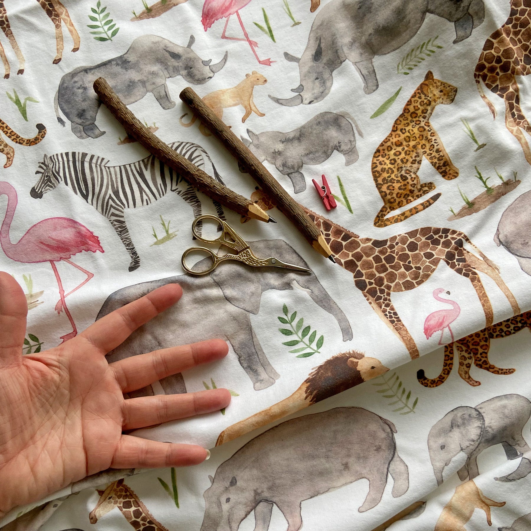 1m extra large Safari organic jersey fabric