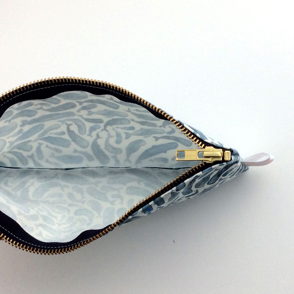 Coquette blue bows large pouch