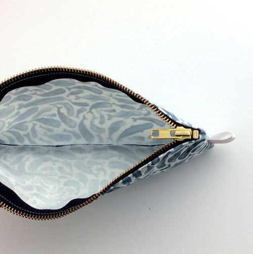 Coquette blue bows large pouch