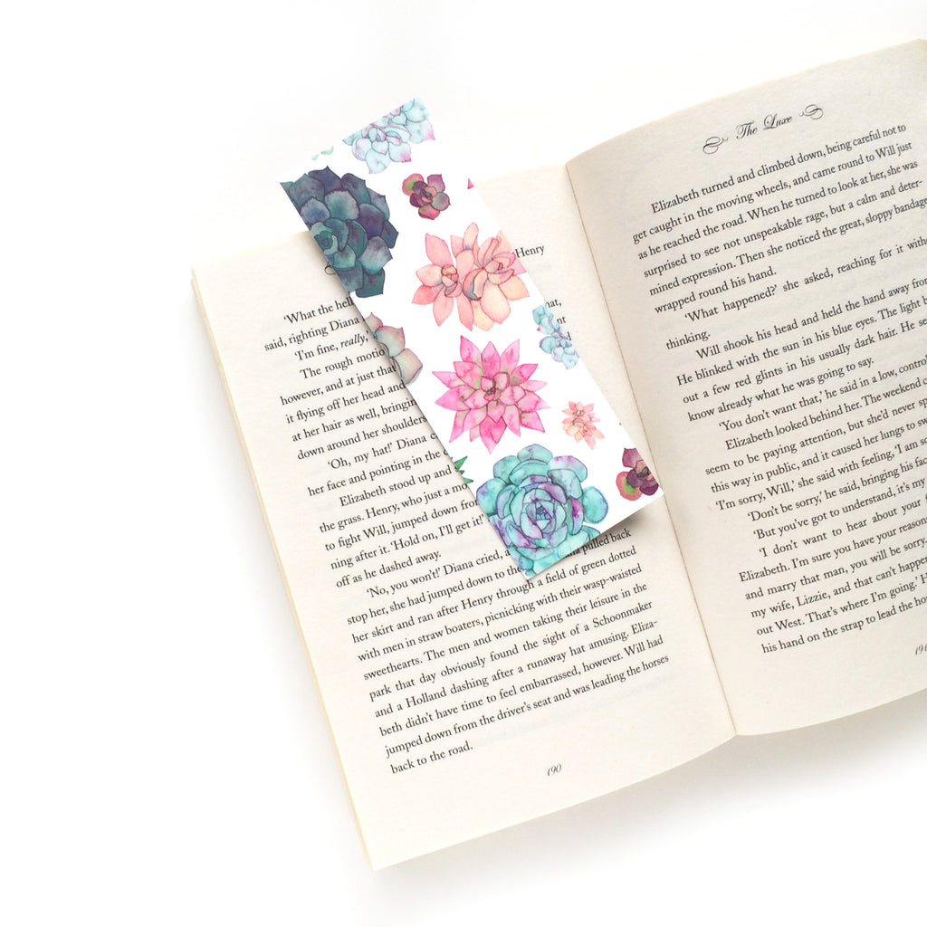 succulent double sided bookmark