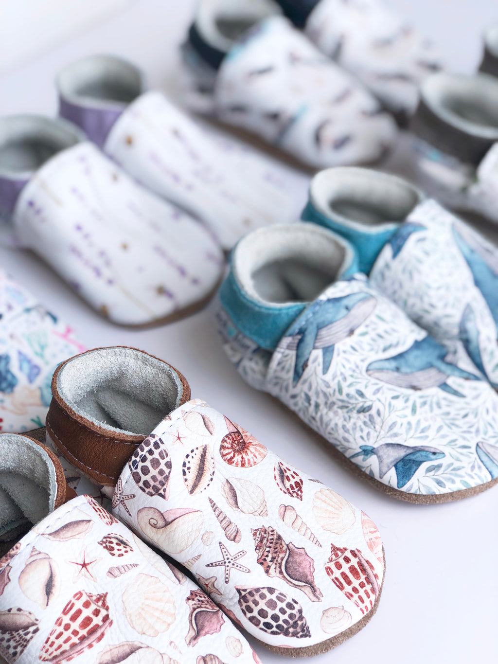 Lavender - Barefoot soft sole shoes - inch blue - handmade in the UK