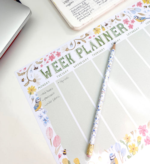 Blue tit floral overwhelm printable kit