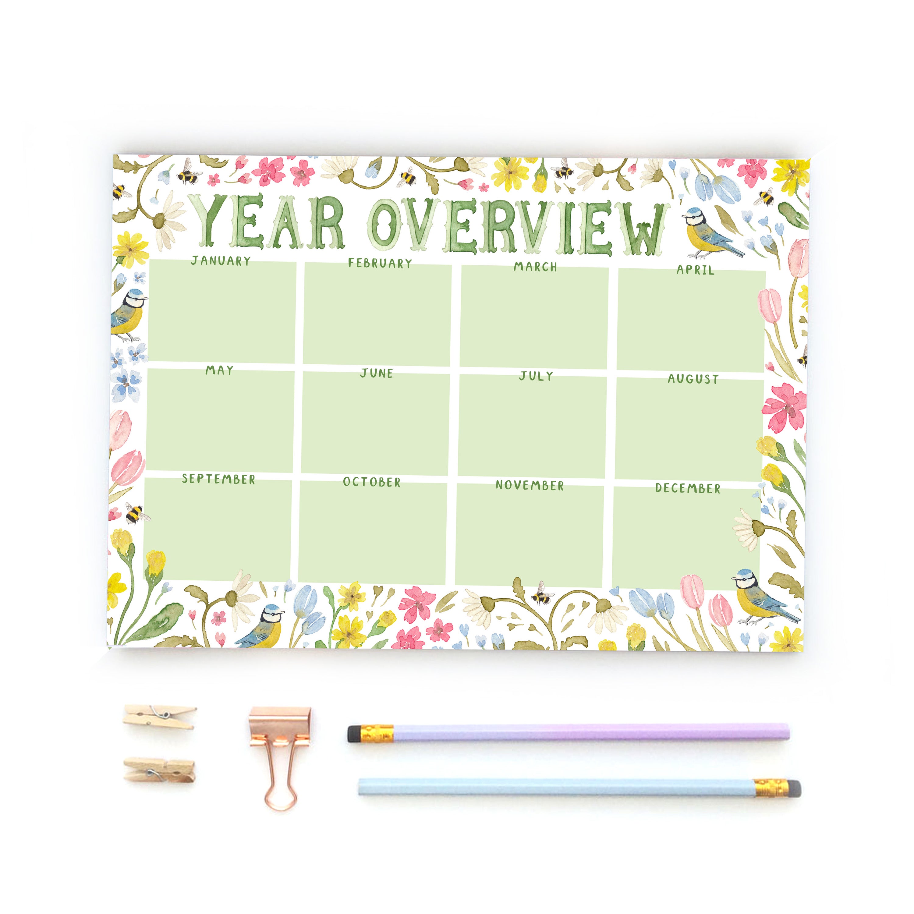Blue tit floral overwhelm printable kit